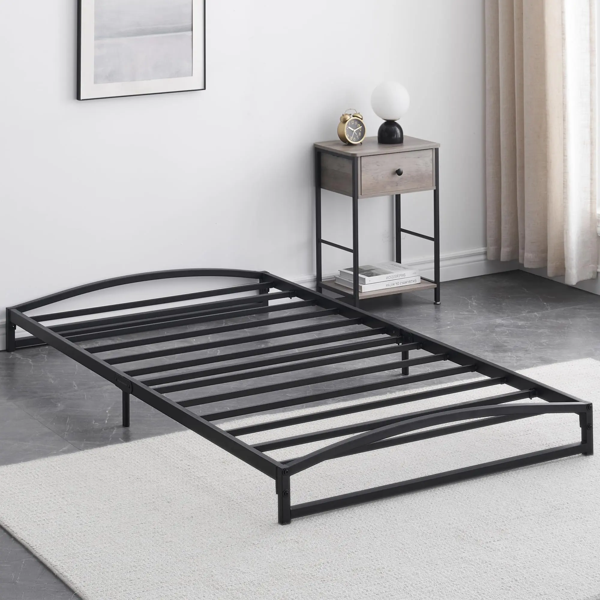 6 Inch Metal Platform Twin Size Bed Frame Low Profile Bed Frame Twin with Sturdy Steel Slats Support, Mattress Foundation