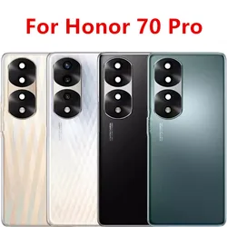Honor70Pro 70Pro Battery Back Cover For Honor 70 Pro Rear Housing Glass Case Replace Phone Repair Spare Parts + Camera Lens