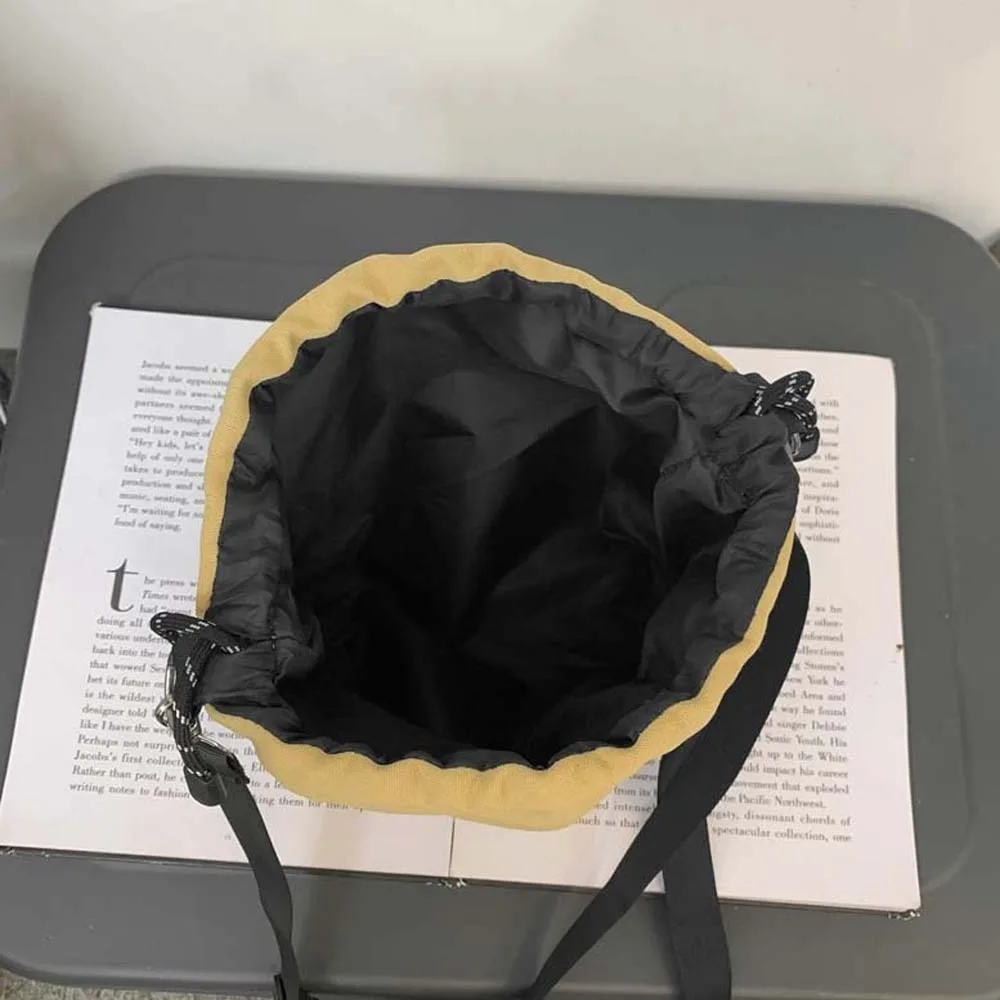 Nylon Drawstring Bucket Bag Storage Adjustable Korean Style Shoulder Bag Black/White/Yellow All-match Men Crossbody Bag