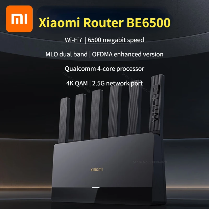 샤오미 라우터 BE6500 와이파이 7, 4 코어, 2.5G 이더넷 포트, LOT 지능형 연결 메시 네트워킹, MLO 듀얼 밴드 Mijia 앱 제어 