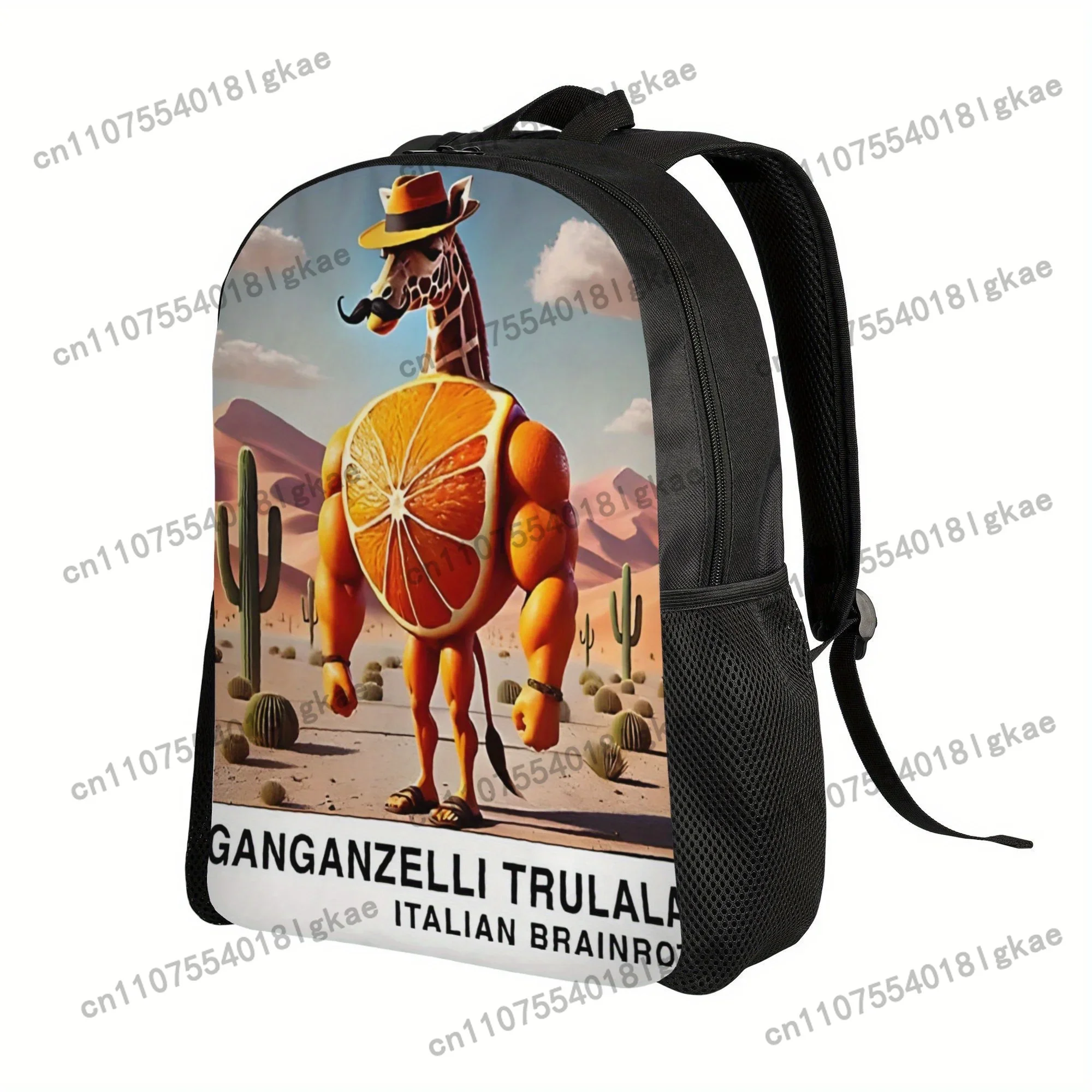 1pc High Street Italian Brainrot Ganganzelli Trulala Rucksack for School - Lightweight, Machine Washable, Zipper Closure, Casual