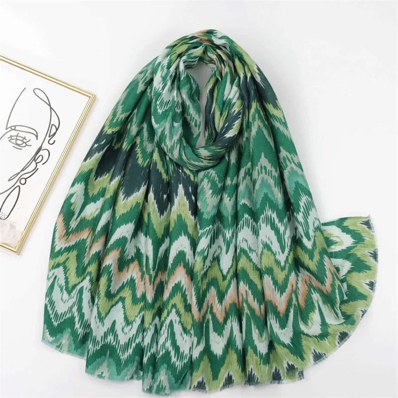 Winter Thick Viscose Scarves Women Bohemian Wave Striped Fringe Shawls And Wraps Pashmina Stole Bufandas Muslim Sjaal 180*90Cm