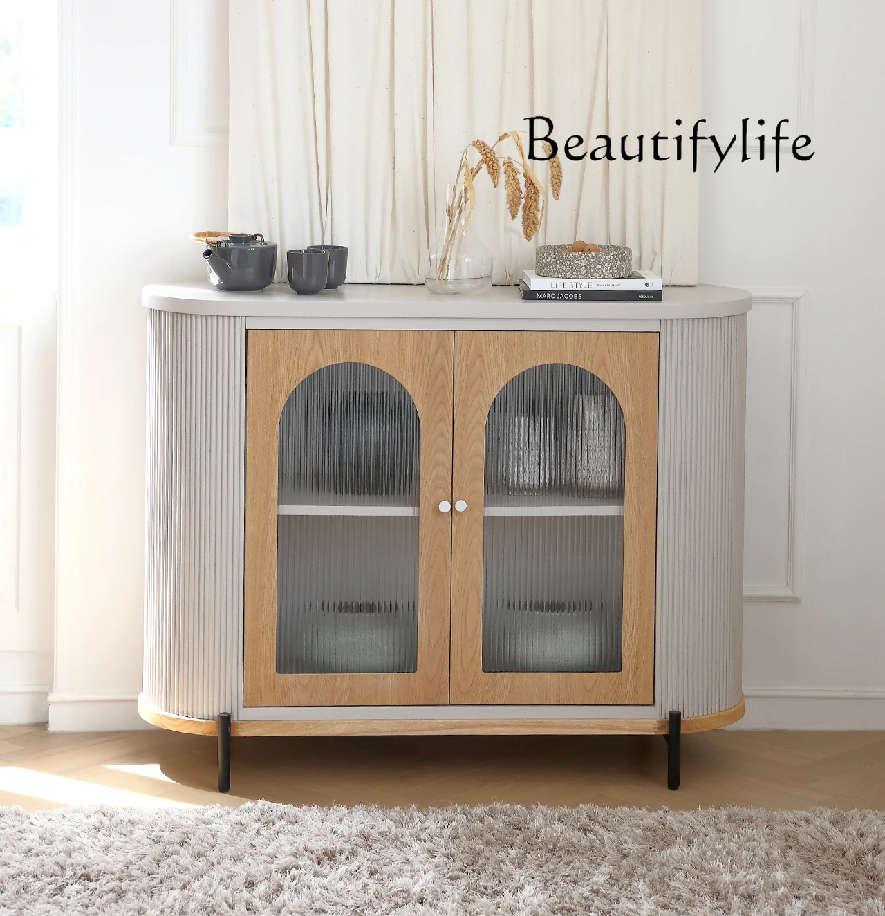 

Retro French Solid Wood Chest of Drawers Cream Style Home Entrance Cabinet Modern Minimalist Dining Side Locker