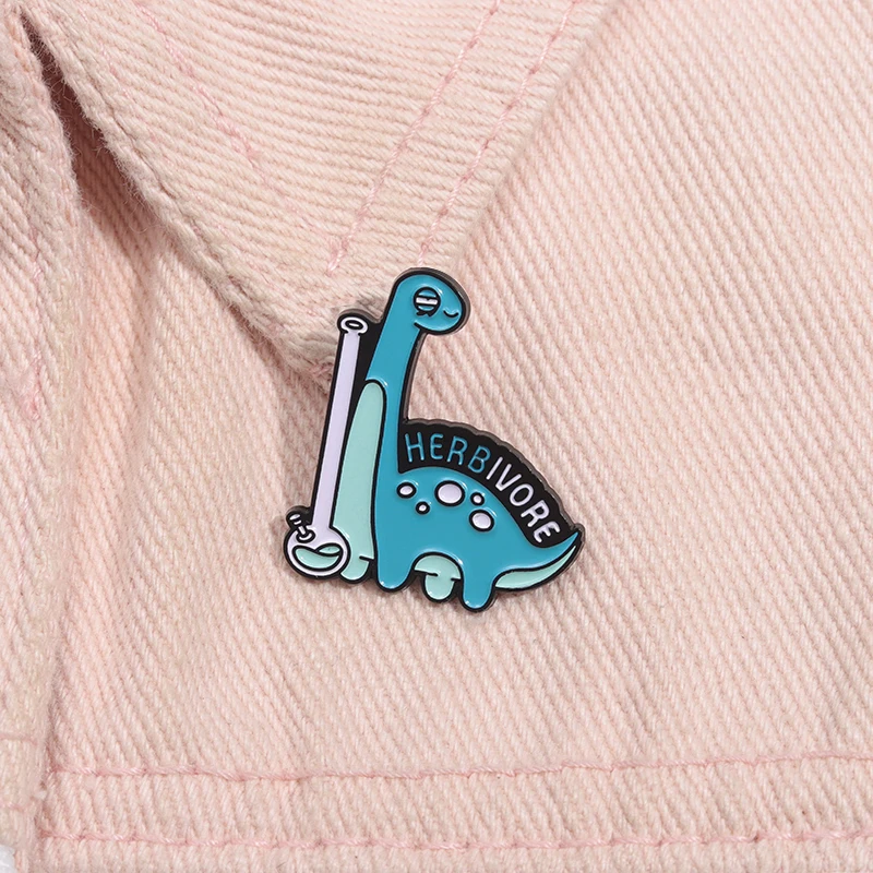 Blue Dinosaur Enamel Pins Herbivore Cute Animal Brooches Lapel Badge Jewelry Gift for Friends Kids