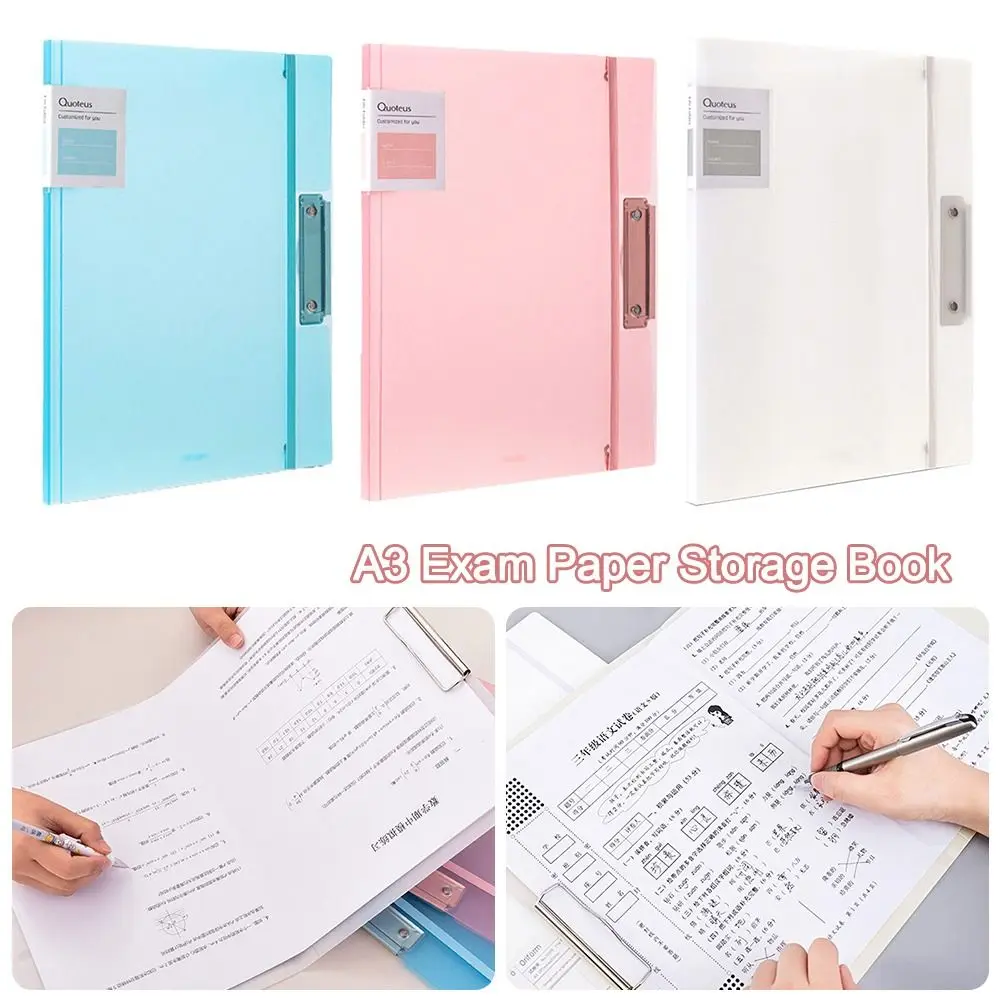 

A3 File Folder PP Material Exam Paper Storage Clip Multicolor Classification Organizer File Contract Folder Student Stationery