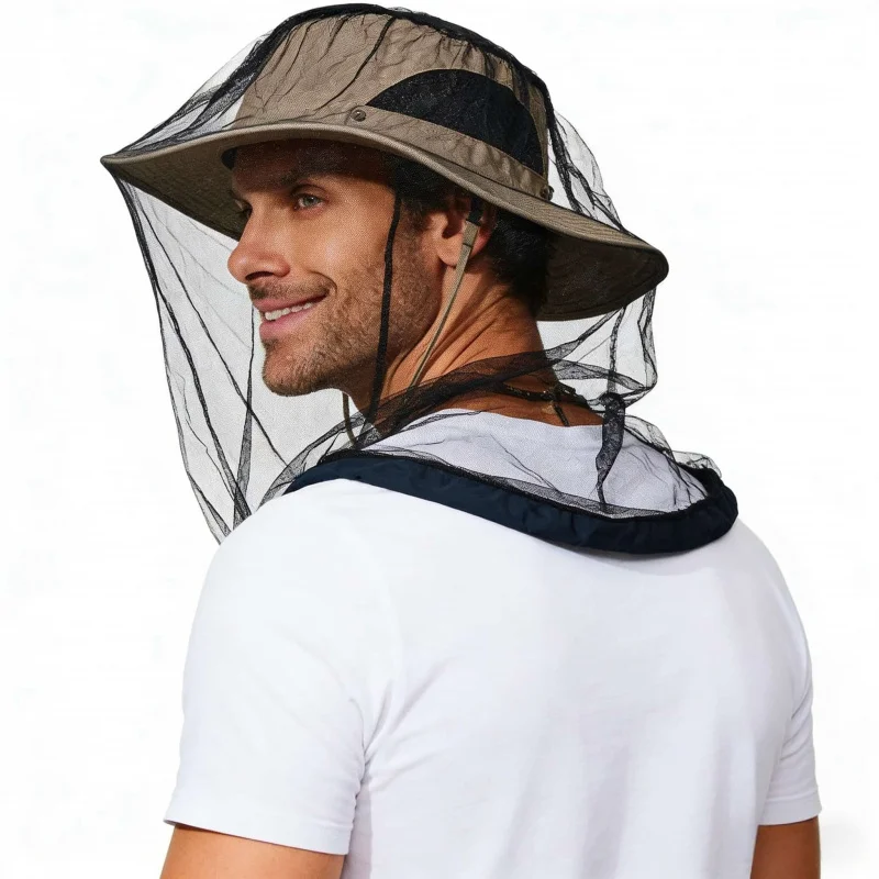 Outdoor Fishing and Beekeeping Anti-Mosquito Bite Tool with Face Shield, Breathable Sun Protection Mesh, Mosquito Repellent Hat