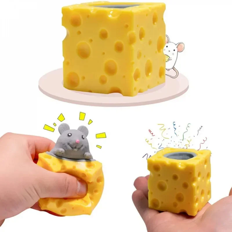 Maus Squishy Spielzeug Käse Stress Ball Squishy Rat Squeeze Käse Fidgets Squishy Mäuse Spielzeug Stress Neuheit Spielzeug für Menschen Bestes Geschenk
