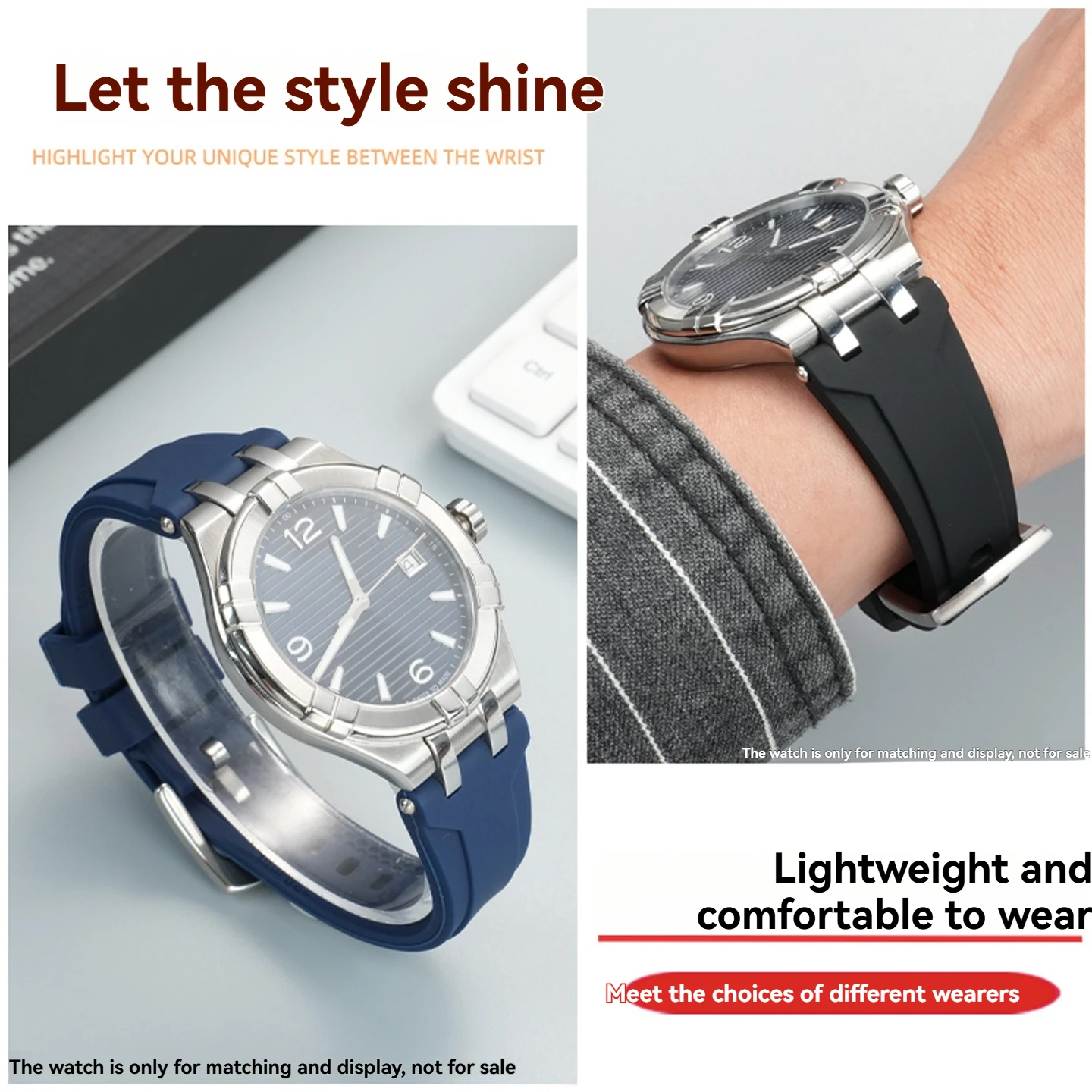 حزام ساعة سيليكون لساعة موريس لاكروا أيكون AI6008 6038 AI6058 AI1008 AI6007 سوار معصم رجالي برأس معدني من الفولاذ #6