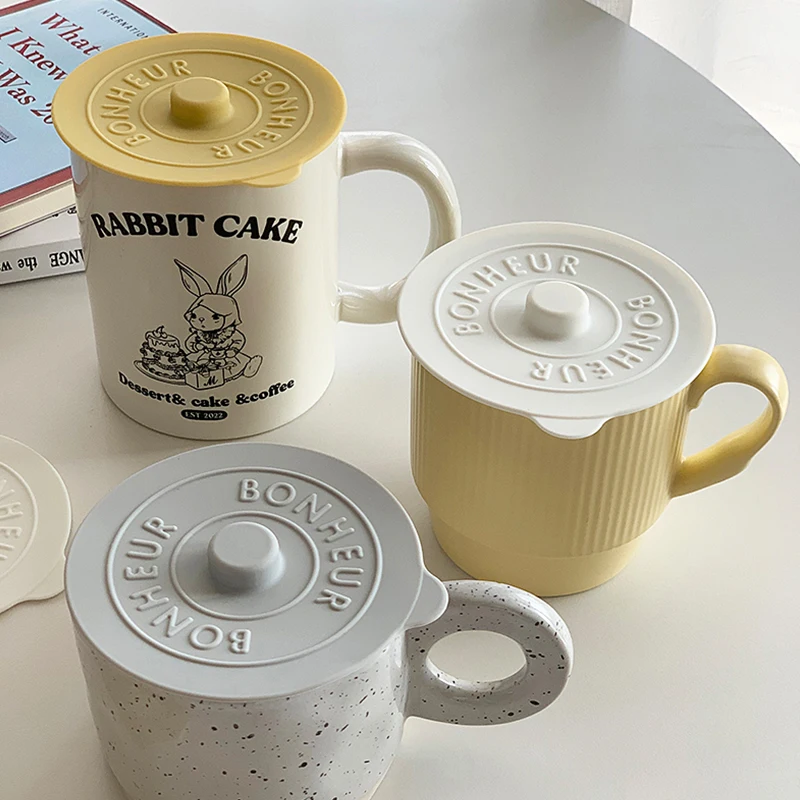 8 Pezzi Coperchi Tazze Anti Polvere, 10 cm Riutilizzabili per Tazze in Vetro di Silicone, Colorato Cartoni Animati Coperchio in Silicone per Caffè, per Bicchieri da Acqua, Birra Bicchieri da Vino