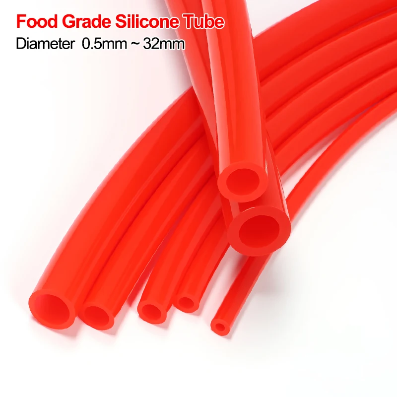 1~10m Flexible Silicone Rubber Hose Red Diameter 0.5 1 2 4 5 6 7 8 9 10 11 12 14 16 18 20 32mm Food Grade Silicone Tube