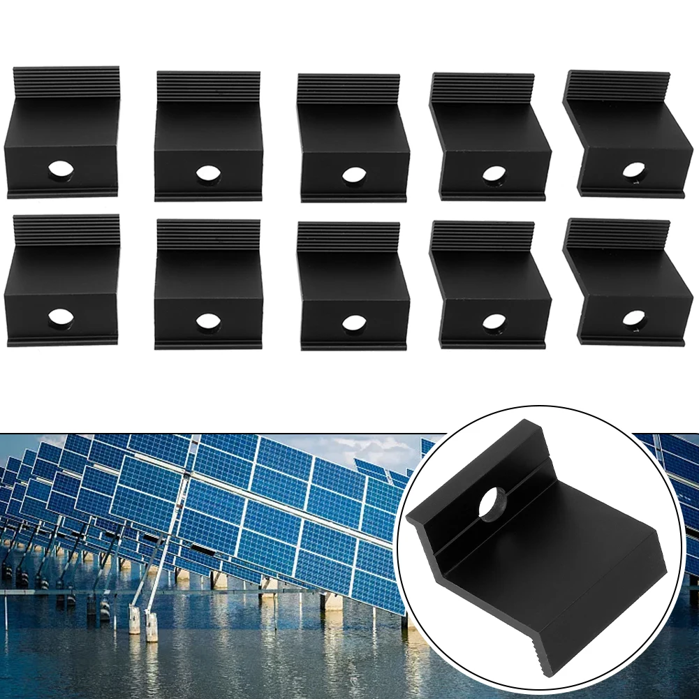 Useful High Quality End Clamp 10Pcs Spare Parts Mount PV Racking Solar Panel 30mm/32mm/35mm/40mm Aluminum Alloy