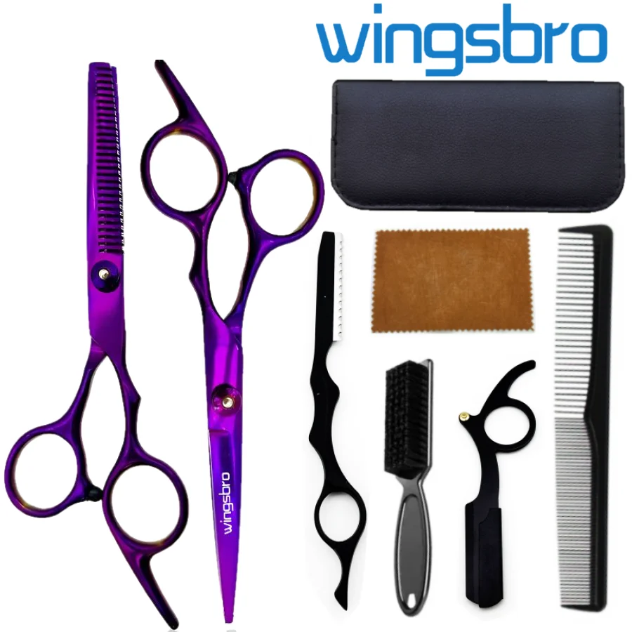 

6.5 Inches Pofessional Hair Scissors Kit, Flat & Thinning Scissors with Tools Accessories, Hair Cutting Scissors Kit