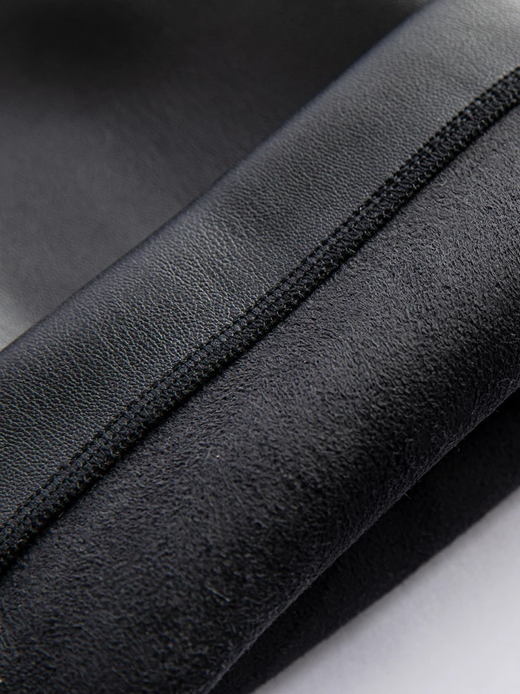 Women's elastic high waisted flared pants solid color fashionable and versatile 2025 autumn new versatile leather pants