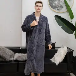 Winter Extra Long Men Bathrobe Plus Size Warm Coral Fleece Pajamas Women Men Bath Robe Bridesmaid Dressing Gown Wedding