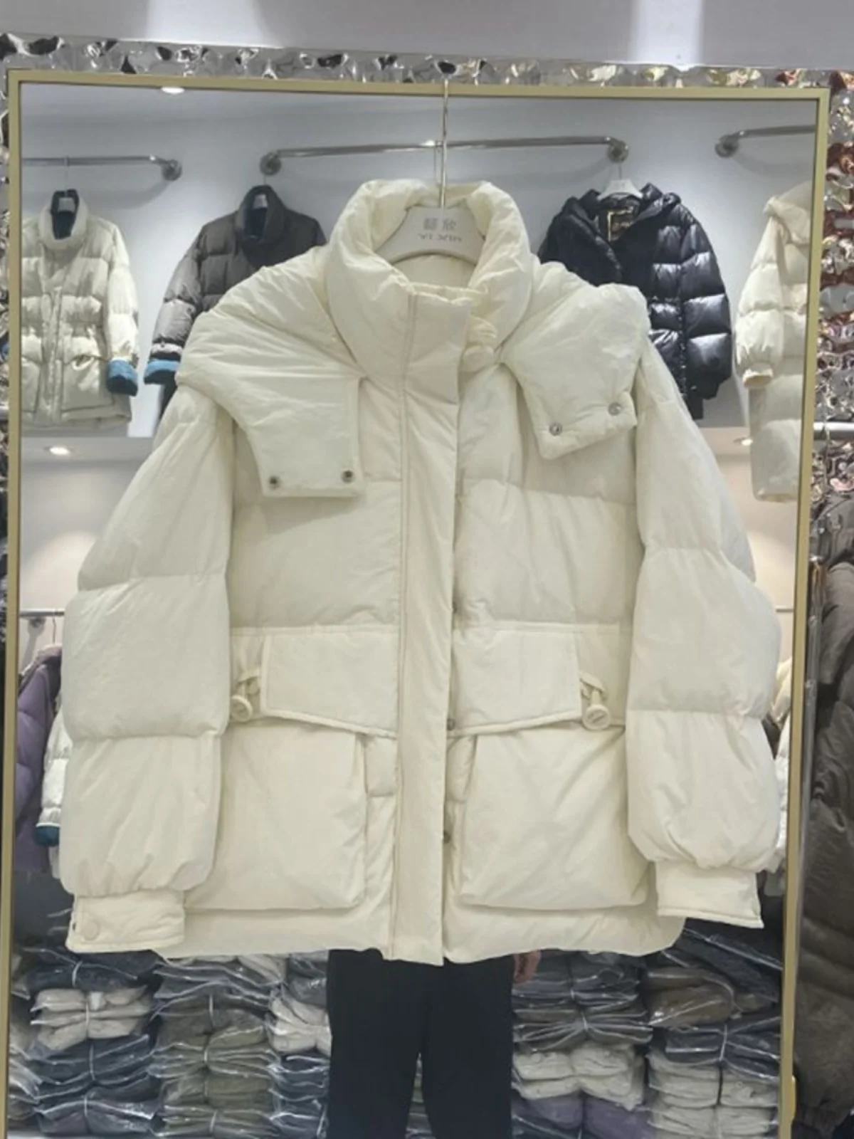 

Women's Thickened down Cotton Jacket Winter New Style Korean Hat Short Loose Outerwear Small Size Cotton Clothes