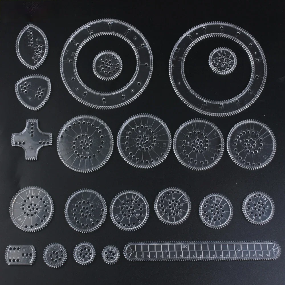 22pcs Puzzle Spirograph Drawing Toys for Children strumenti di disegno geometrico Set ingranaggi e ruote ad incastro accessori per il disegno