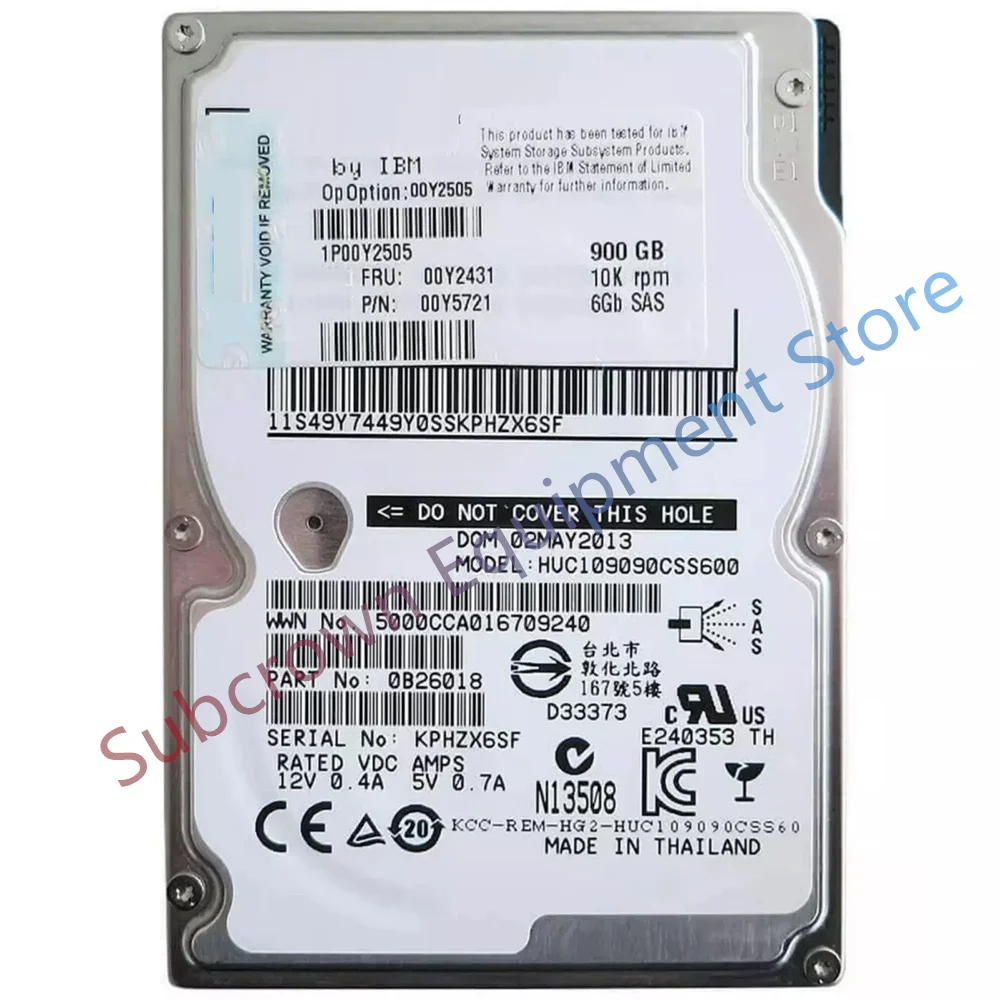 For IBM 00Y5803 HDD 900G 10K SAS 2.5'' V5000 Storage Hard Disk 00Y5785