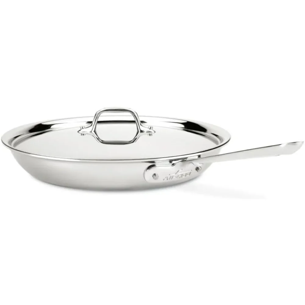 

D3 3-Ply Stainless Steel Fry Pan 12 Inch, Induction, Oven Broiler Safe 500F, Lid Safe 350F, Frying pan, Fast & Even Heat