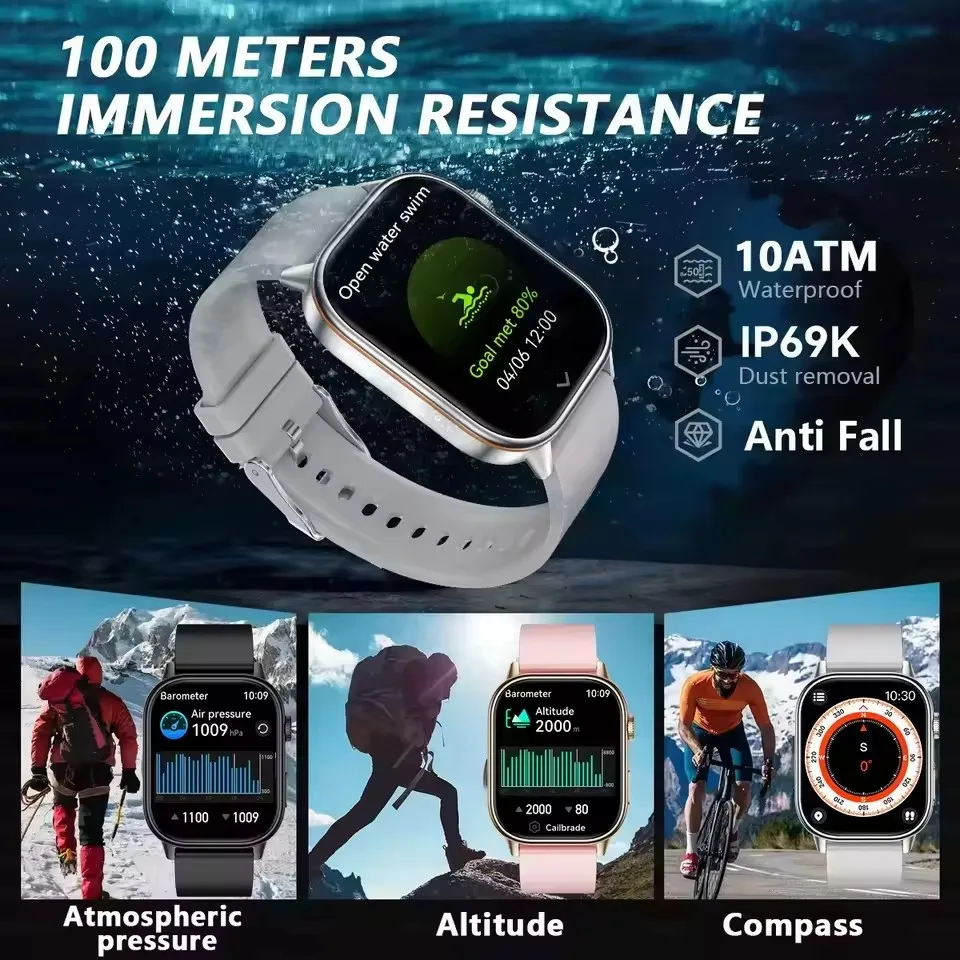 2025 New Outdoor Military GPS Smart Watch 2.01-inch AMOLED Screen BT Call 178+ Sport Mode IP68 Waterproof Smartwatches Man Women