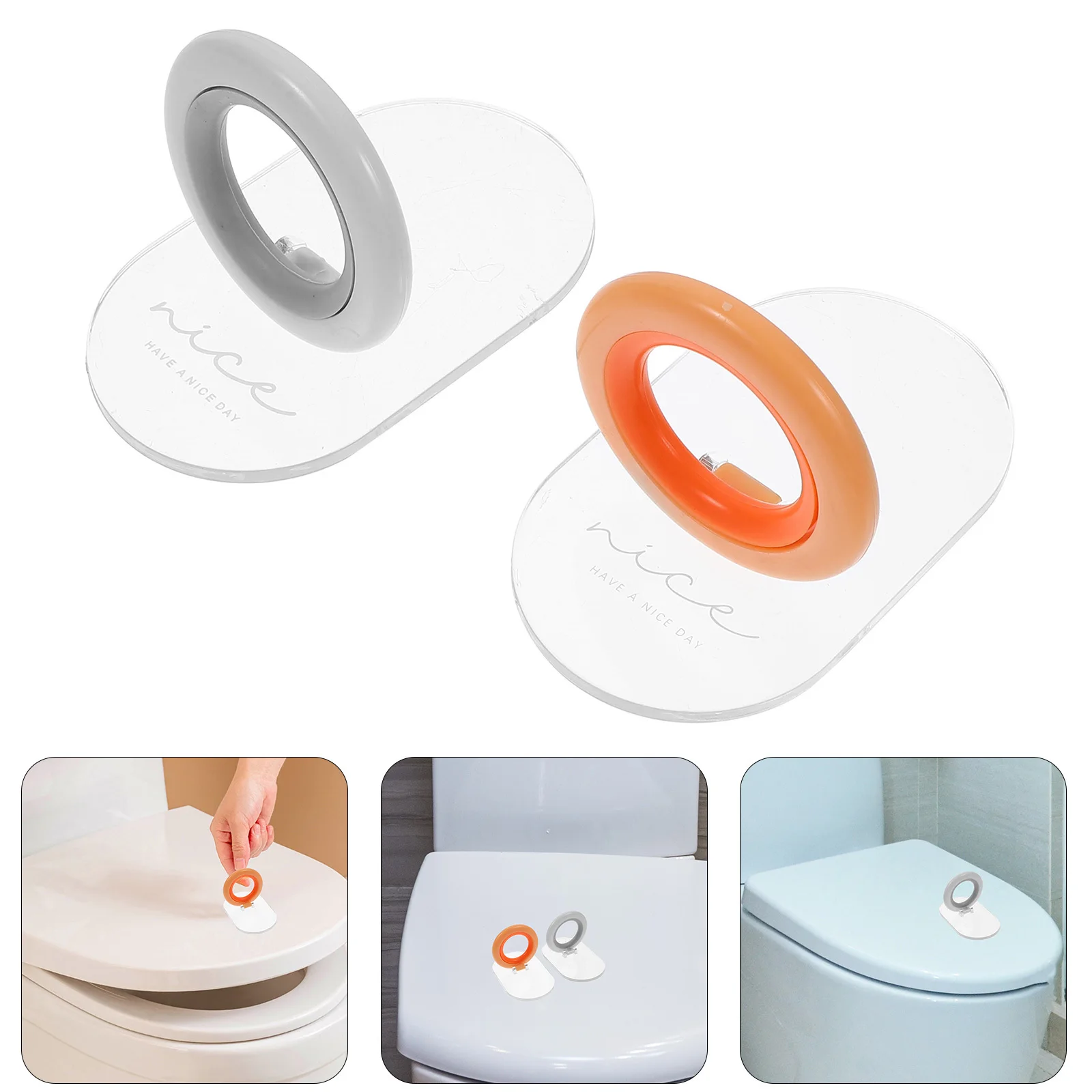 

2Pcs Bathroom Toilet Seat Lifter Easy to Install Removable Handle for -Free Operation Toilet Seat Lifter