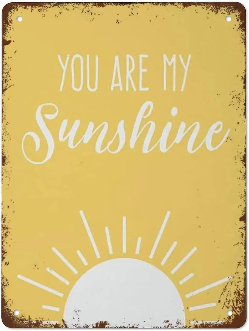 Funny Vintage Tin Metal Sign You are My Sunshine Wall Art Yellow Nursery Theme Decor 16x12 Inch Suitable