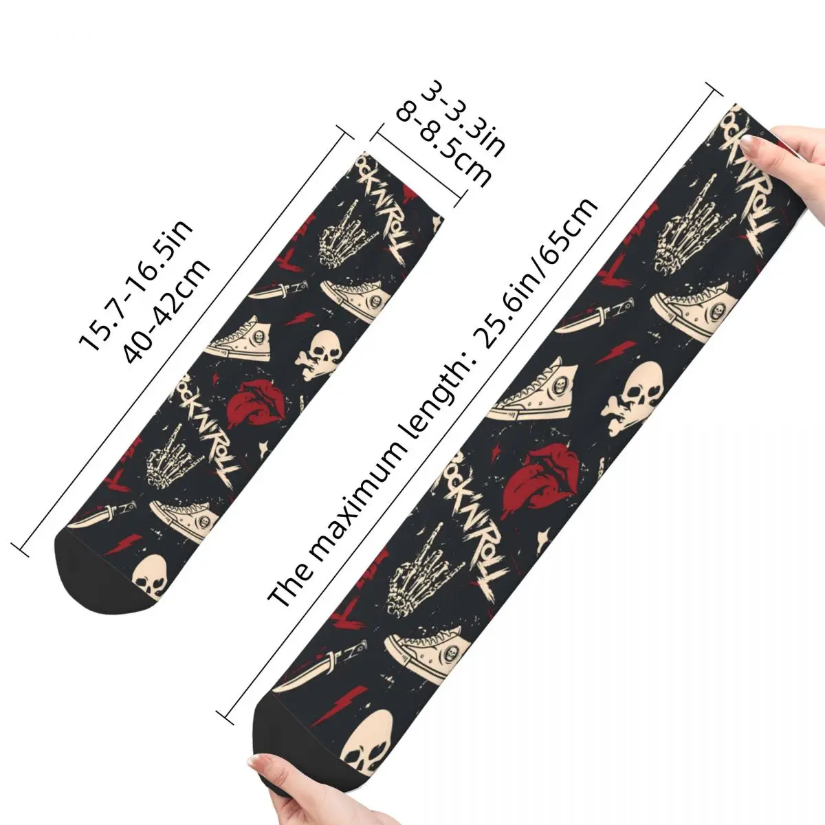 Funny Men's Socks Rock And Roll Heavy Metal Vintage Graffiti Art Pattern Harajuku Novelty Crew Sock Gift Pattern Printed