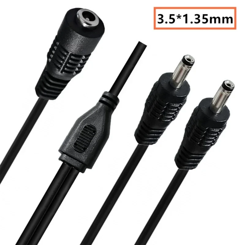 DC 3.5mm x 1.35mm Y Splitter Cable 1 Female to 2 Male ,3.5mm x 1.35mm Power Extension Adapter Cable for CCTV Cameras, LED Light