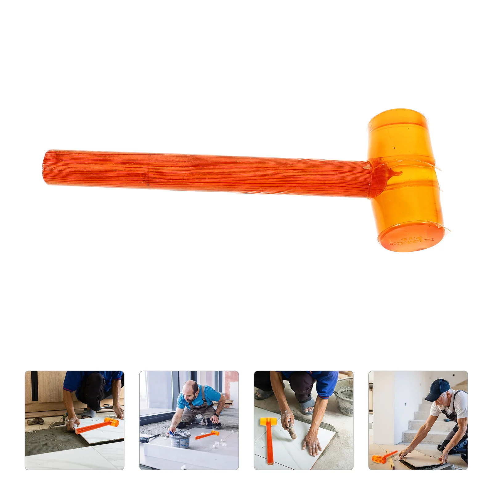 

Rubber Head Hammer Portable Wood Handle Multipurpose Rubber Mallet Tile Installation Flooring Tool Shock Absorbing Durable
