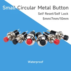 5mm 7mm 10mm PBS-110 PB05A small circular metal button switch with self resetting self-locking point action power switch