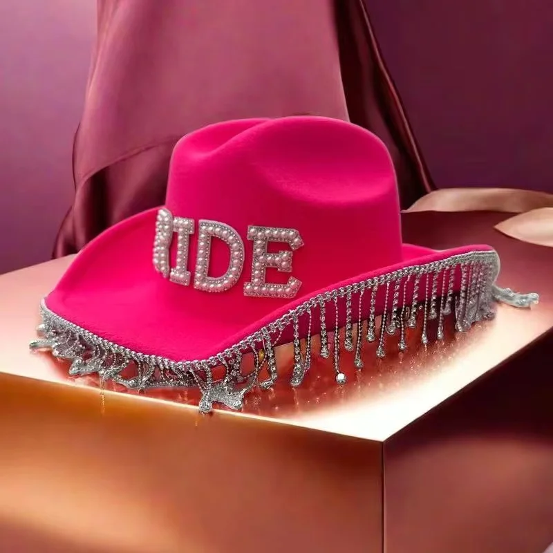 HongLuan Glitter Costume Hat Adult & Cowboy Hats Rhinestone for Woman, Cowboy Cosplay Female Accessories & Cowgirl Cap