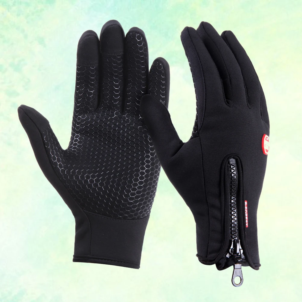 Winter Black Large Touchscreen Gloves for Men Windproof Warm Driving Riding Cold Weather Anti-Slip Sports Gloves