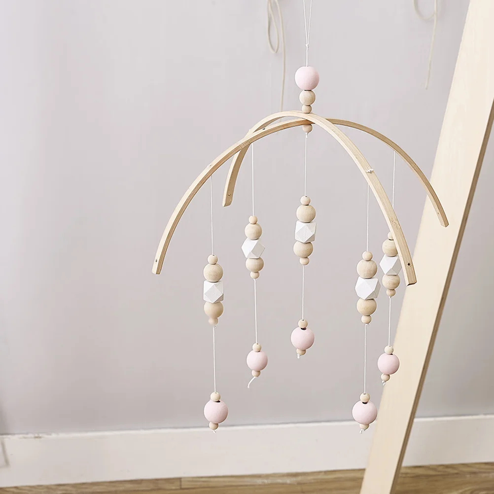 Scandinavische stijl houten kralen windgong handgemaakte dikke milieuvriendelijke babykamer decoratie fotografie rekwisieten bedbel hangend