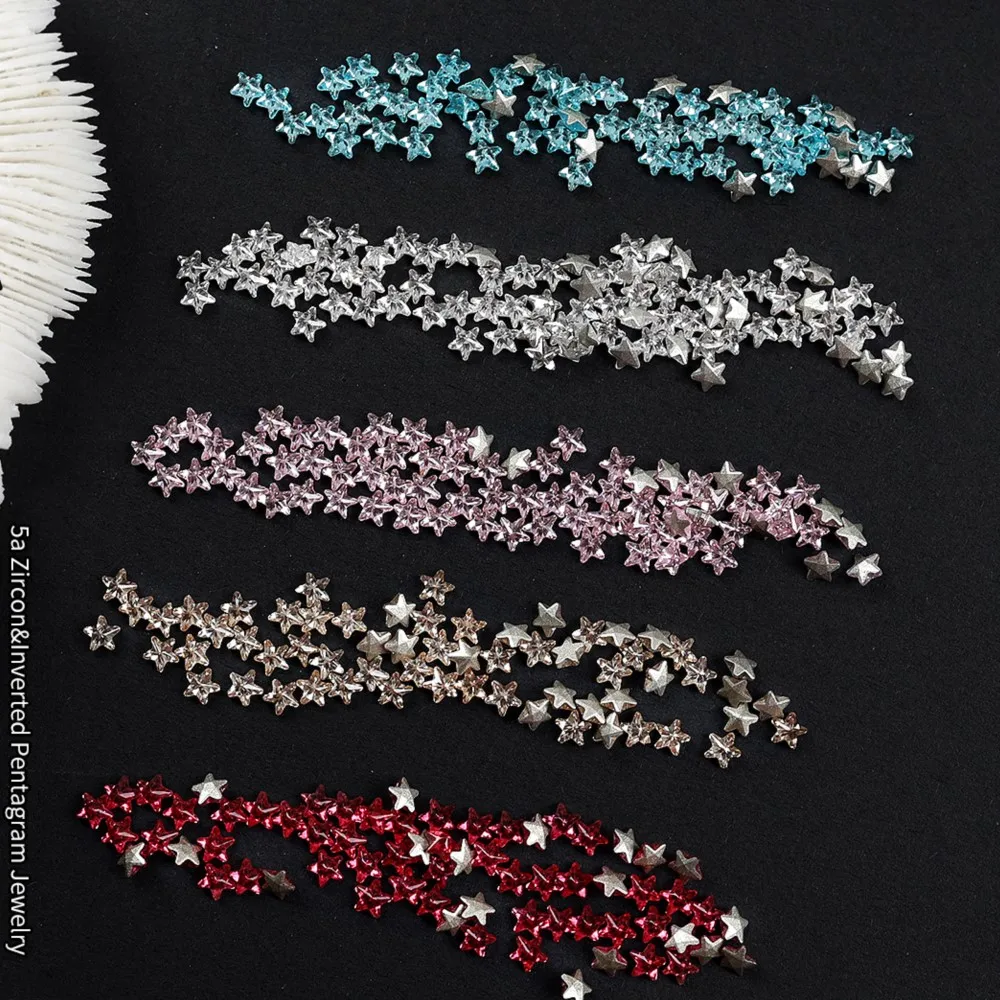 30PCS Sparkle Colorful Chamfered 5A Zircon 3mm Star Mini Diamonds Nail Art Rhinestones Decorations Manicure Cute Charms
