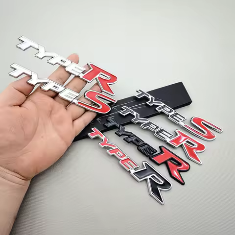 3D Metal Type R S TypeR TypeS Logo Car Rear Trunk Badge Emblem Decal Sticker For Honda CIVIC CRV HRV Accord Fit Accessories