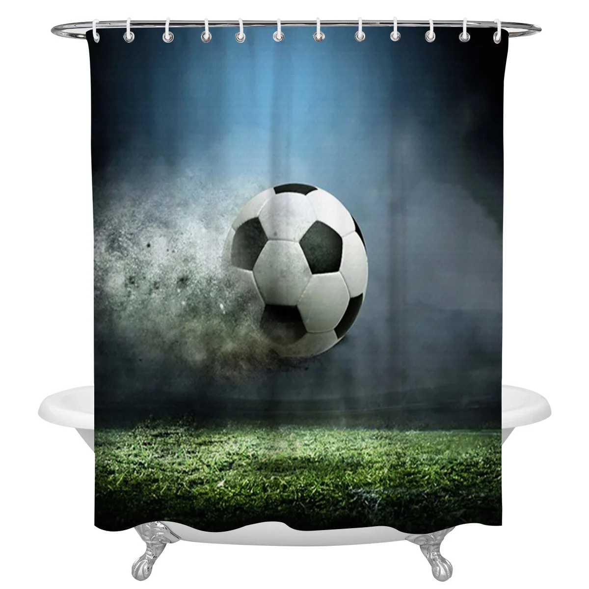 Football Court Soccer Waterproof Bathroom Decoration Shower Curtain With Hook Printed Bathtub Curtains Bathroom Accessories