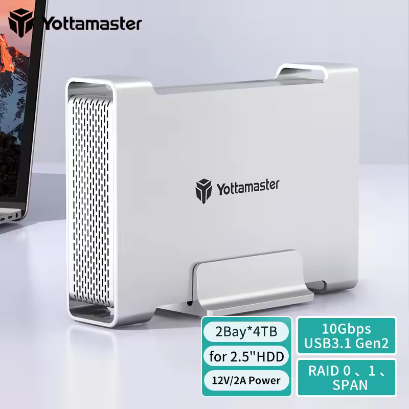 Yottamaster USB3.1 Gen2 10Gbps סוג-C 2-מפרץ מארז RAID תמיכת RAID 0 /1/תוחלת 3 מצב RAID SATA החיצוני כונן קשיח אחסון