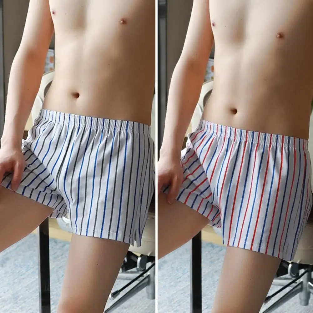 Colorful Stripe Design Men Shorts Men Elastic Shorts Men's Casual Striped Print Elastic Waist Shorts Loose Fit for Breathable