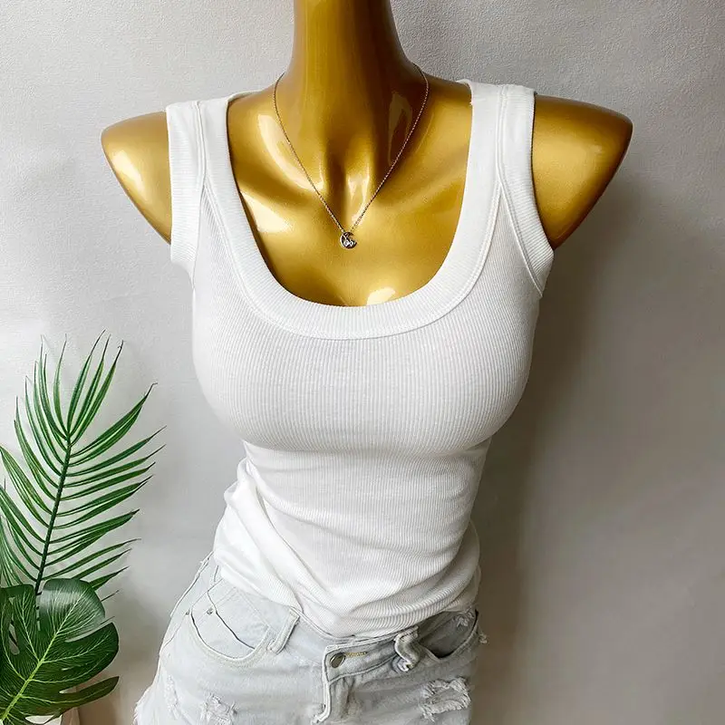 Women's Spring Summer Thin-Base Solid Sleeveless Threaded Vest Fashionable Solid Color Tank Top Casual Wear Y2k Top Tank Top