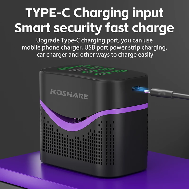 KOSHARE 1.5V Akumulatory AA AAA Litowe 4255mWh 1100mWh Stałonapięciowy Zestaw Ładowarki do Baterii o Długiej Żywotności — zdjęcie produktu 4