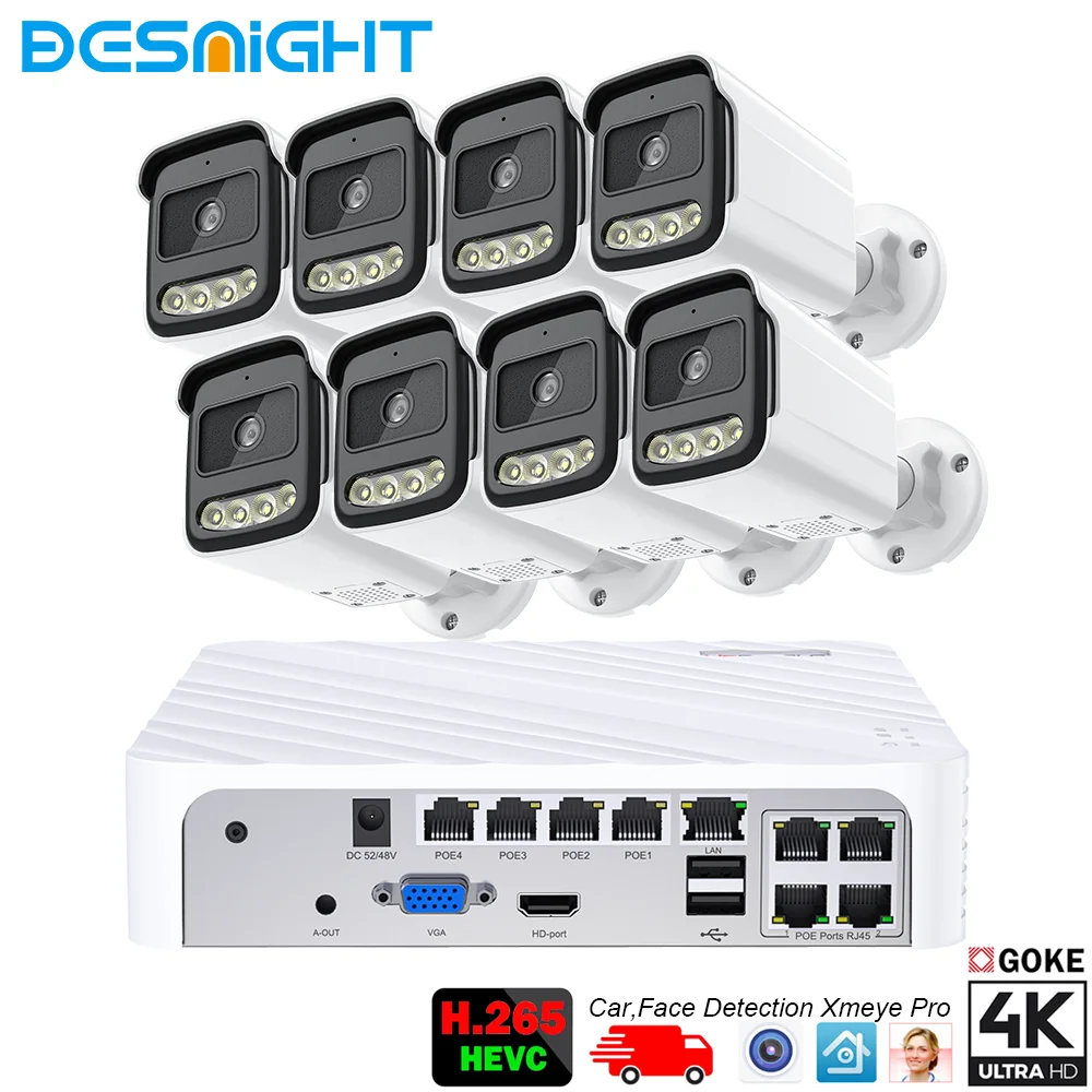 

8CH 5MP 8MP POE Security Camera System Two Way Audio 8MP NVR Kit CCTV IP Camera H.265 P2P Video Surveillance Set