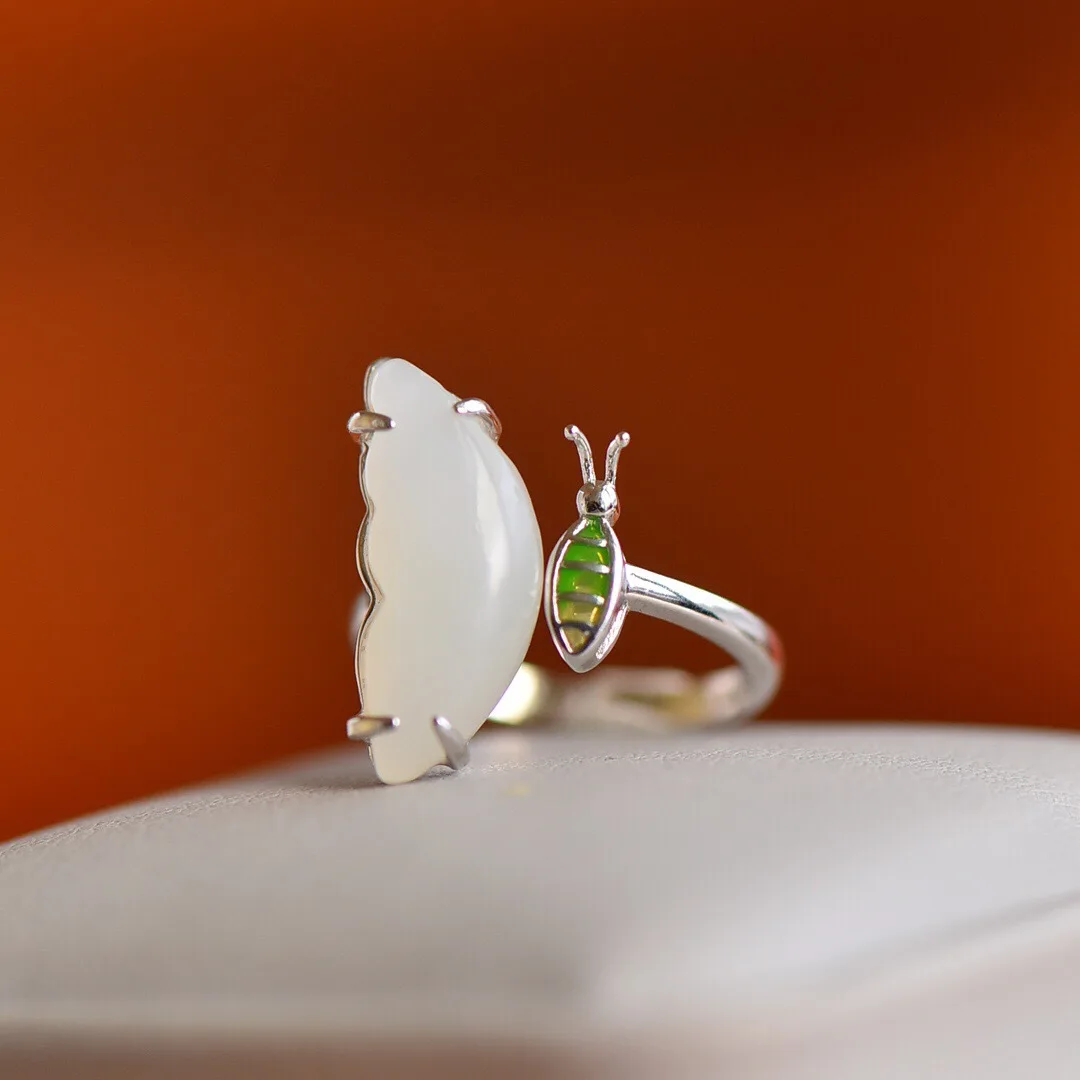 

Изысканное милое нефритовое кольцо с бабочкой, женские аксессуары для вечеринок, Новое поступление, серебряное кольцо 925 пробы для влюбленных, подарок на годовщину