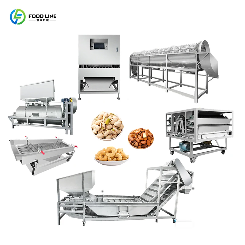 Factory Price Macadamia Processing Plant Macadamia Nuts Cracking Drying Machine Roasted Hazelnut Production Line Customized