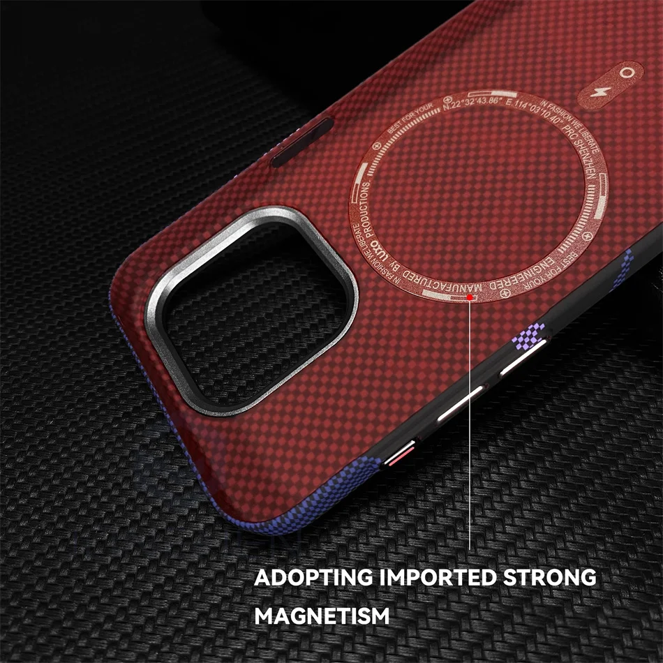 For Magsafe 3D Relief Rivers Carbon Fibre Pattern Case For iPhone 14 15 Pro Max 15pro Wireless Charge Alloy Lens Hard Slim Cover