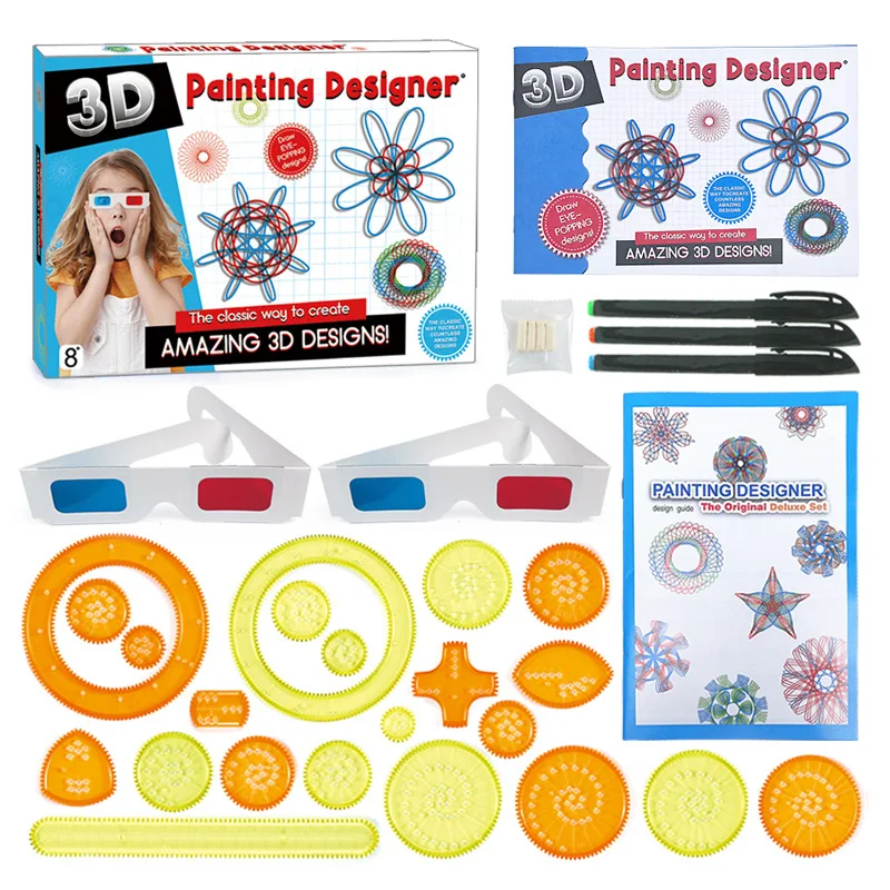 3D Spiral Gear Geometric Ruler Circular Template Puzzle Magic Multi Functional Ruler Set Stationery Student Education Gift - view 6