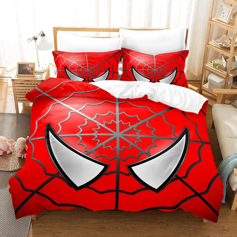 

3D Digital Printed Duvet Cover Pillowcase Bedding Creative Cartoon Peripheral Marvel Spider Man 4-piece Set Daily Necessities