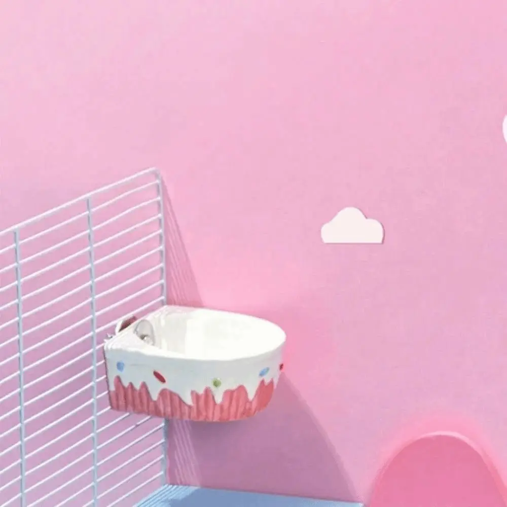 

Mini Hanging Ceramic Hamster Food Bowl Large Capacity Fixed Bowl Automatic Feeder Durable Easy To Clean Small Pets Feeding Bowl
