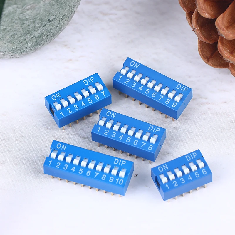 Module de commutation de Type coulissant 1 2 3 4 5 6 7 8 10 broches, Kit de commutateurs DIP 2.54mm, interrupteur à bascule bleu, 10 pièces