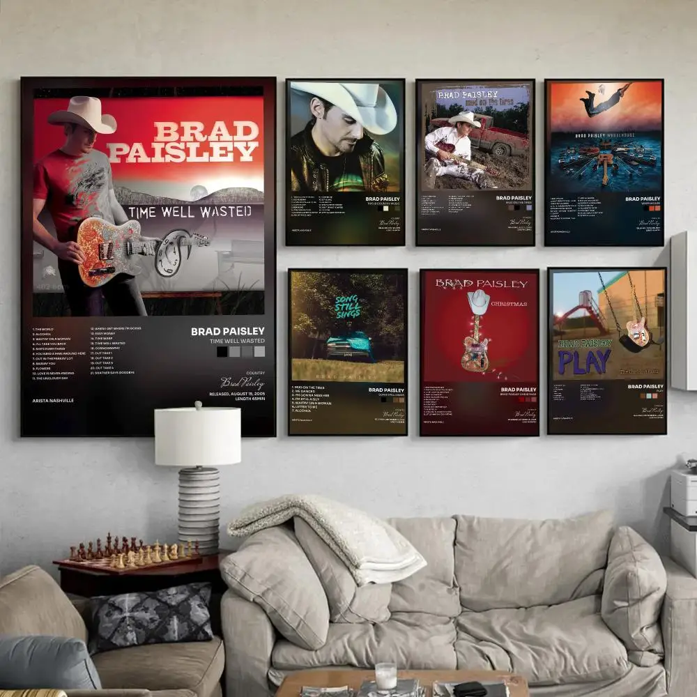 Singer B-Brad Paisley Poster Wall Art Poster Print Decorative Picture for Living Room Bedroom Home Decor