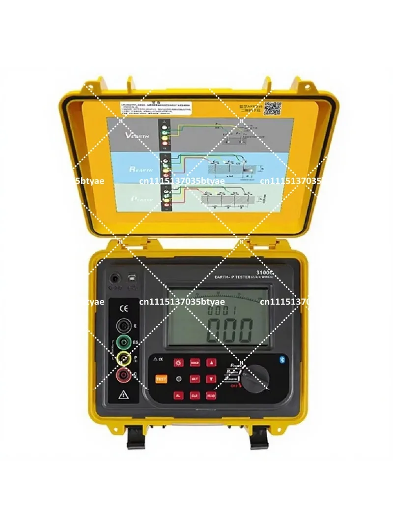Digital Earth Resistance Tester 30kΩ Soil Resistivity Meter IP65 Grounding Voltage AC 600V