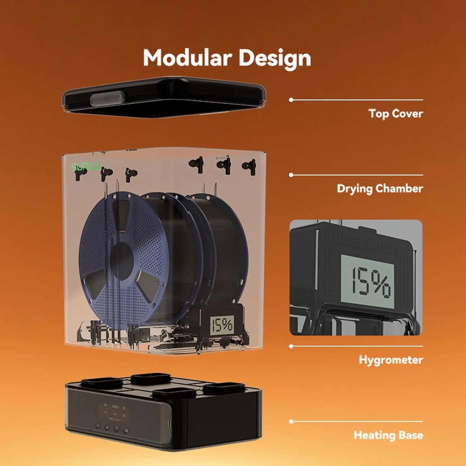 SUNLU 3D Printer FilaDryer SP2 2-in-1 Filament Dryer and Storage